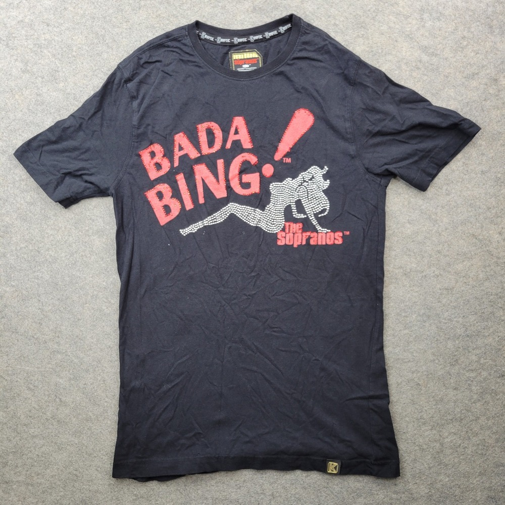The Sopranos Bada Bing T Shirt deKryptic HBO Rhinestone Black Mens Medium 40351